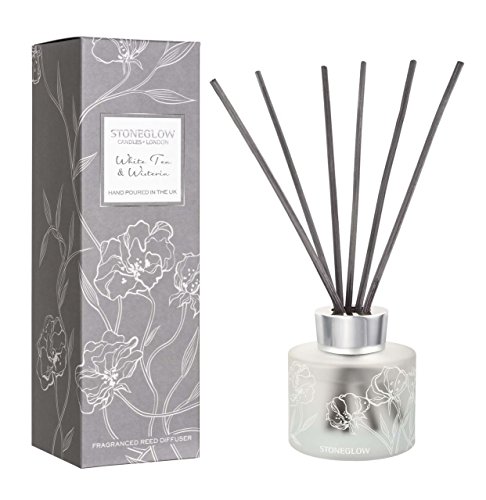 Stoneglow Day - Difusor de Varillas de Lirio Blanco y Jengibre, White Tea & Wisteria Reed Diffuser