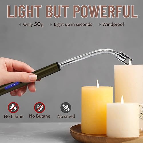 Miniatura 4 de Encendedor de arco flexible, encendedor de velas USB, encendedor de plasma, recargable, resistente al viento, encendedor largo para el hogar,