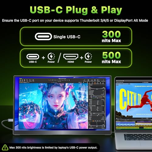 Image of Upperizon Portable Monitor 18.5 inch 2K QHD 120% sRGB 120Hz IPS HDR HDMI USB-C Travel Monitor for Laptop MacBook PC Surface PS5 Xbox, Large External Display with Kickstand & Speakers, VESA Compatible