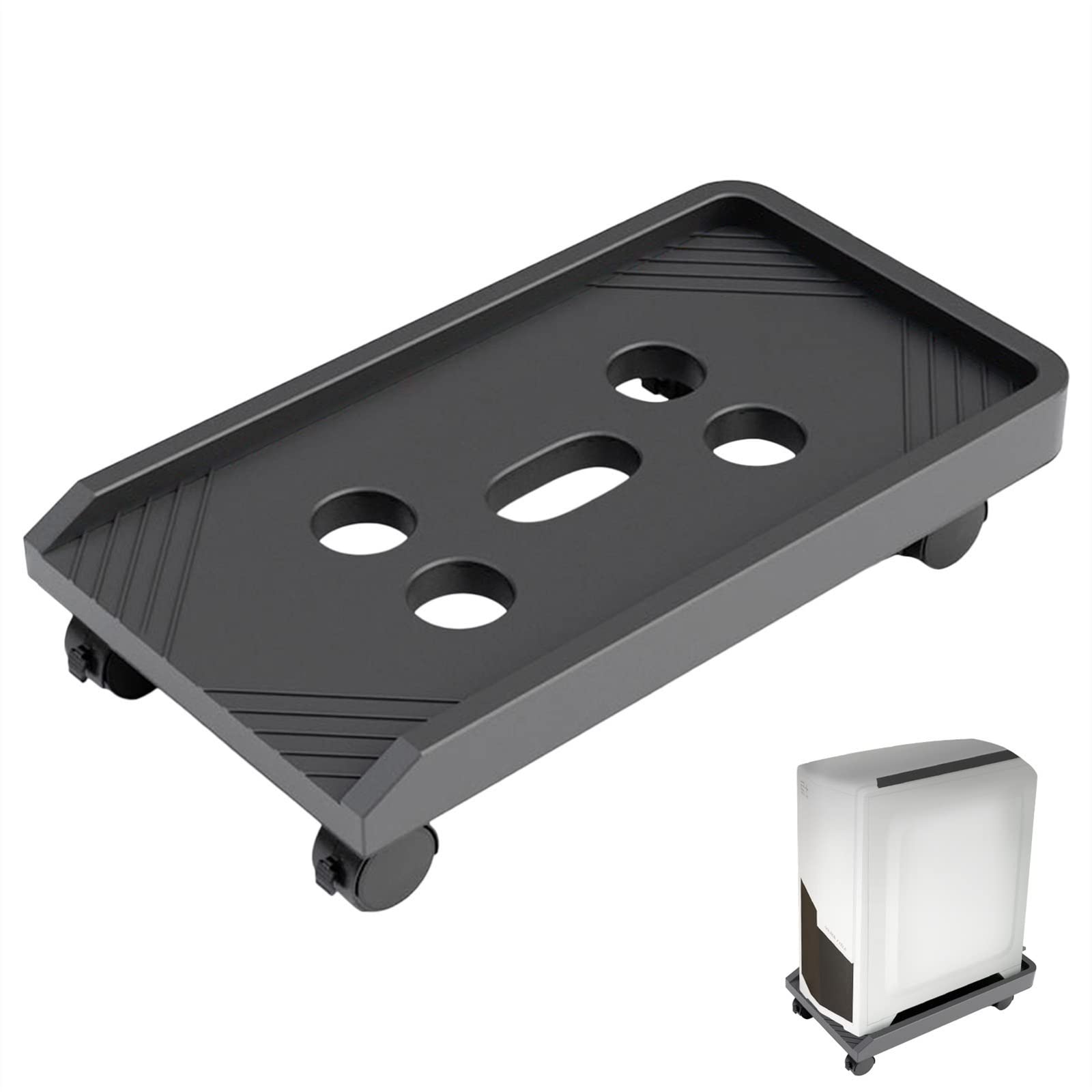 Mobile CPU Stand Tower Stand for Desktop PC, CPU Stand, Ventilated PC Tower Stand, Under Desk CPU Stand, Floor Stand for Mobile Gaming PC with 4 RO