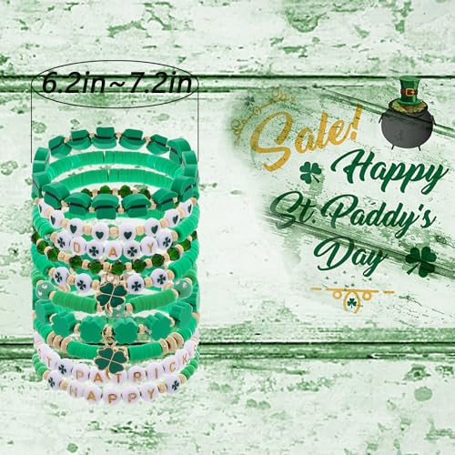 Cooluckday-Breast-Cancer-Bracelets-Women-Halloween-Bracelets-Christmas-Bracelets-Valentines-Day-Bracelets-StPatricks-Day-Bracelet-Clay-Bracelet-Stackable-Rainbow-Friendship-Bracelet-Gift