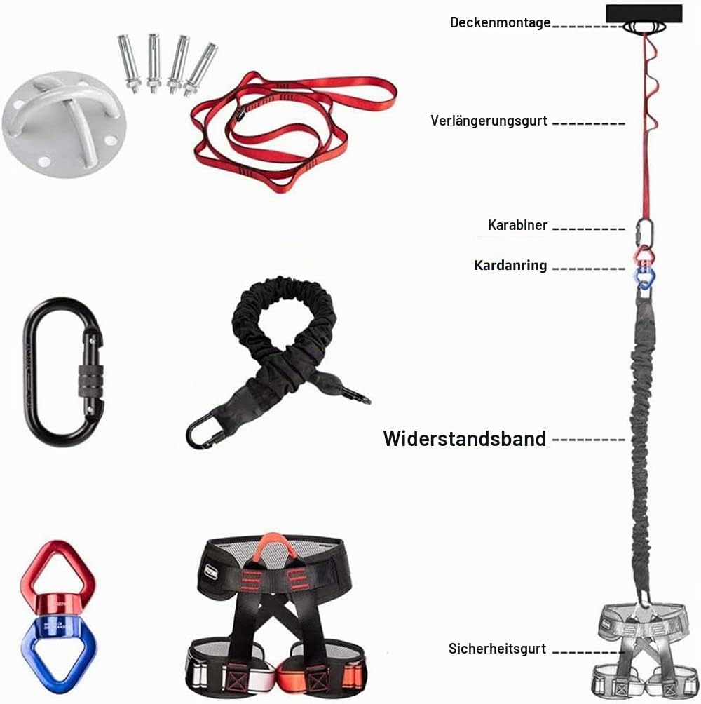 Schweres Yoga Bungee Seil Set, Widerstandsgürtel Bungee Training Schwerkrafttraining Werkzeug Ausrüstung für Studio Home Gym Yoga, Schwerkraft Yoga Bungee Seil Kit,-50kg