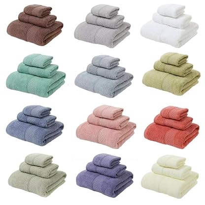 Namzi Handtuch-Set, 100 % Baumwolle, schnell trocknend, super saugfähig, leicht, weich, mehrfarbig, Rot, 3 Stück – Bild 3