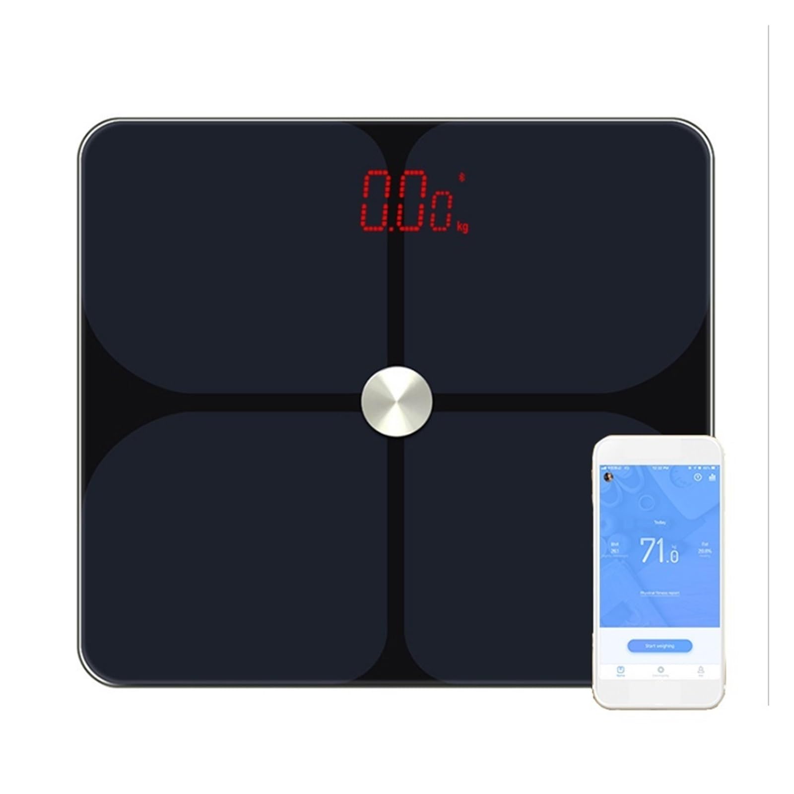Báscula De Peso Corporal For Baño Digital, Balanza Bluetooth, Grasa Humana Inteligente, Pesaje Bmi For El Hogar Preciso FáCil De Leer(White)