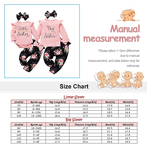WeoTca Kleine Große Schwestern Passende Kleidung Outfits Kleinkind Baby Mädchen Strampler / T-Shirt+Hose mit Blumenmuster+Stirnband Kleidung Set - Image 8