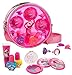 Produktbild POP GIRL Beauty On-the-Go - Make-up-Set für Mädchen - kleines Beautycase mit Trageriemen - Make up Set mit Lidschatten, Nagellack und vielem mehr - Spielzeug und Geschenke für Kinder - Neon Rosa