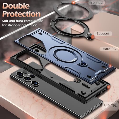 Image of for Samsung Galaxy S24 Ultra Case Magnetic with stand, with Mag-Safe, with Screen Protector, Wireless Charging, Shockproof for Samsung S24 Ultra 5G Phone Case, Ring Holder Cover, for Samsung S24 Ultra