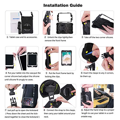 Braecn Galaxy Tab S5E Case, Heavy Duty Shockproof Protective Case With Rotating Kickstand/Hand Strap And Carrying Shoulder Strap For Samsung Galaxy Tab S5E 10.5 Inch 2019 Tablet Sm-T720/Sm-T725(Black) #TOP7