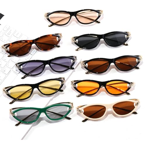 willochra Retro Oval Cat Eye Sunglasses for Women Vintage 90s Small Cute Oval Shape Champagne Sun Glasses3