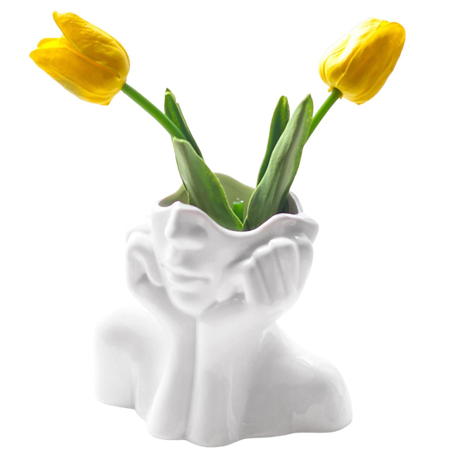 Ceramic Face Vase Artistic Head Vase For Decor, Artistic Flower Vase Figures Planter Pot Human Body Vase Ceramics Craft For Home Dining Table Offices Shelf Decoration