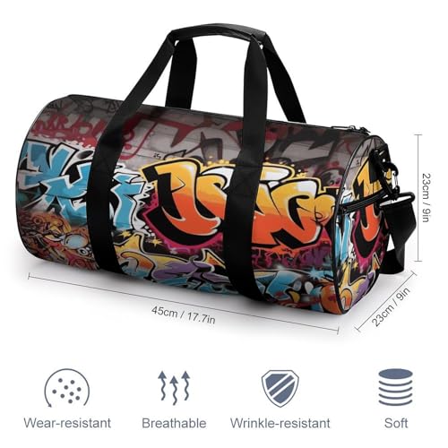 Graffiti Hip Hop Gym Bag for Men Women Water Resistant Duffle Bag Travel Lightweight Bag for Travel Sports2