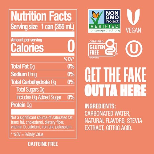 Image of Zevia Zero Sugar Soda, Peaches and Cream, 12 oz Cans (24-Pack) - Caffeine Free, Naturally Sweetened, No Calorie Soda - Non-GMO Project Verified, Gluten-Free, Vegan