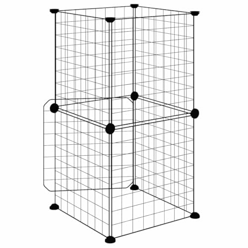 Cage pour animaux modulable 8 pièces 35x35cm noire en acier - 8