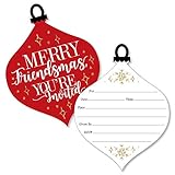 Big Dot of Happiness Red and Gold Friendsmas - Shaped Fill-in Invitations - Friends Christmas Party Invitation Cards with Envelopes - Set of 12