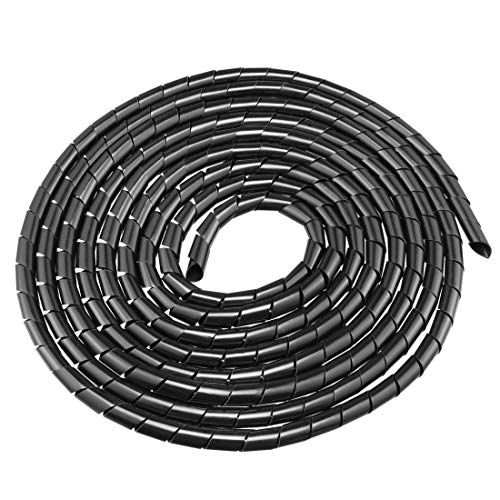 uxcell 10mm Flexible Spiral Cable Wrap Wire Cord Wraps Computer Manage Cord 9M Length Black