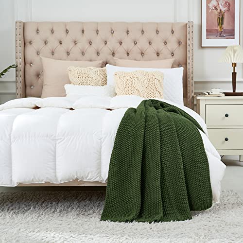 Longhui Bedding Grobstrick-Überwurfdecke, leicht, olivgrün, 100% Bio-Baumwolle, Decke für Sofa, Couch, Bett, Baby, Kinderzimmer, rustikaler Shabby-Chic-Stil, modernes Bauernhaus, 129,5 x 160 cm,
