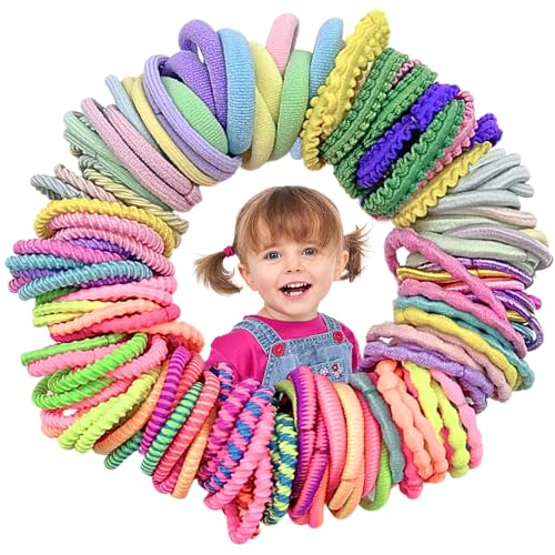 LUFFLOK 150 Piezas Multicolor Gomas Pelo, 15 Stile Gomas de Pelo Niña y Bebé, Coleteros pelo Niña, Accesorios Elásticos para Sin Daños Niños Niñas Bebés Pequeños (150 Piezas)