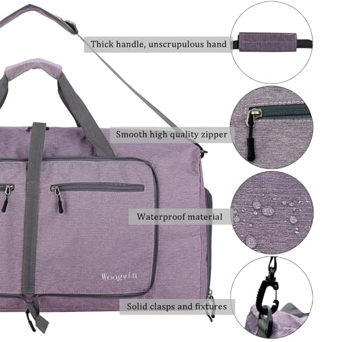 Image of Woogwin Travel Duffel Bag Large Foldable Waterproof Overnight Bag for Beach Swim Bags Pool Sports Gym
