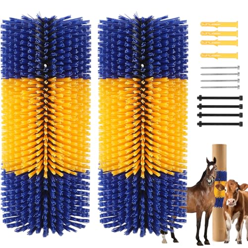 2PCS Livestock Scratching Brush Horse Brush Cow Goat Scratching Post with 8 Screws Grooming Massage for Cattle Sheep Horses Pigs