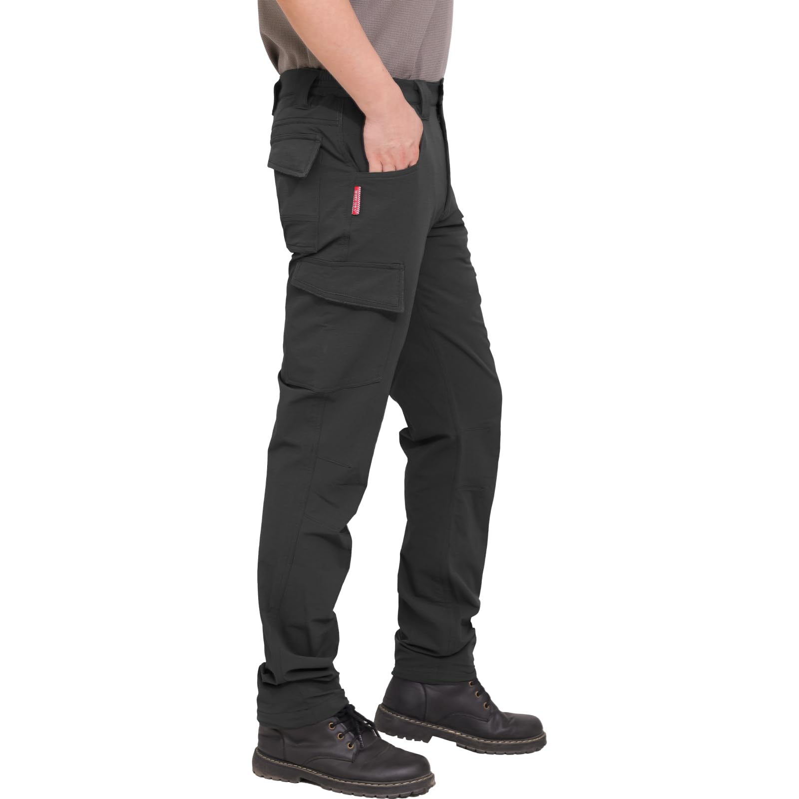 WORK IDEA Pantalón Impermeable Hombre para Senderismo, Softshell Elástico Transpirable y Suave, Pantalón de Trekking, Montañismo y Ocio