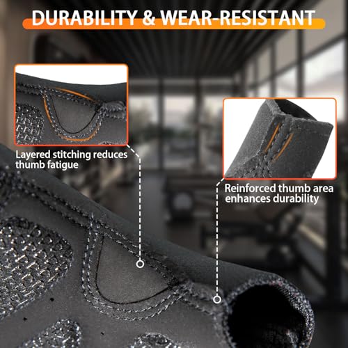 Workout Gloves for Men and Women, Gym Gloves for Weight Lifting, Exercise, Cycling, Training & Fitness, Fingerless with Padded Grip, Full Palm Protection & Breathable Design - Image 6