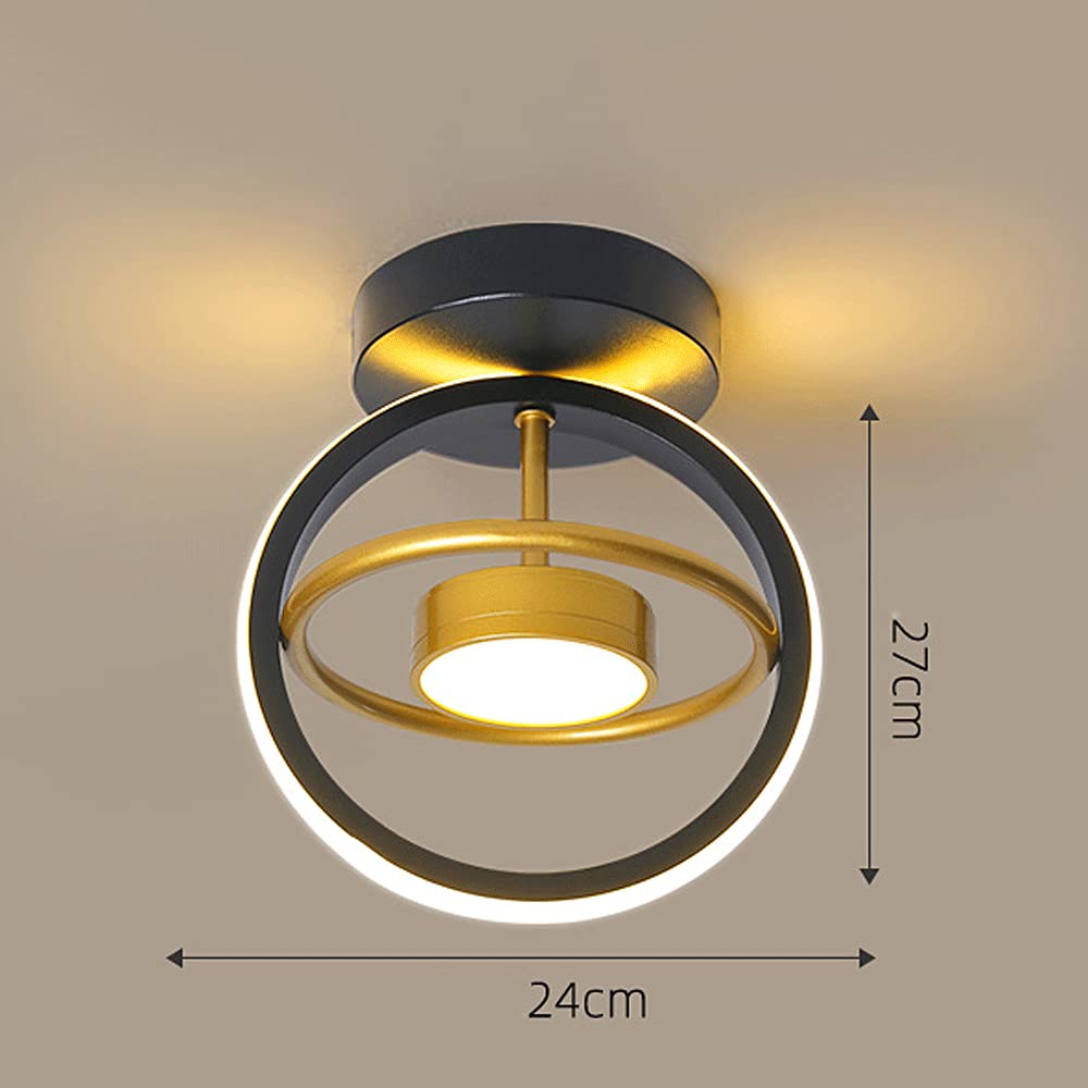 Okrągła lampa wisząca LED do przedpokoju, czarno-złota konstrukcja, zmienna trójkolorowa lampa sufitowa LED, metalowa oprawa sufitowa, dekoracja salonu