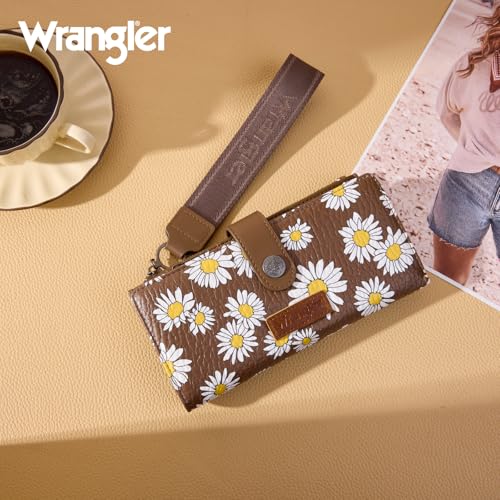 Image of Montana West X Wrangler Wristlet Wallets for Women Large Bifold Clutch Wallets with Coin Purse Smooth Zipper and Rfid Lining