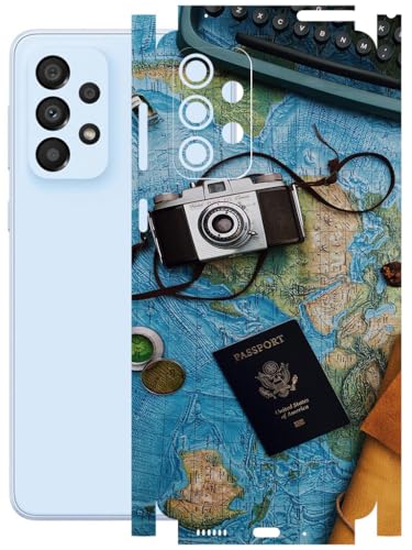 Image of AtOdds - Full Body Back Screen Guard Protector Film - Lamination Wrap Skin Sticker Compatible with Samsung Galaxy A33 (5G) | Scratchproof Matte Finish (Travel Map)