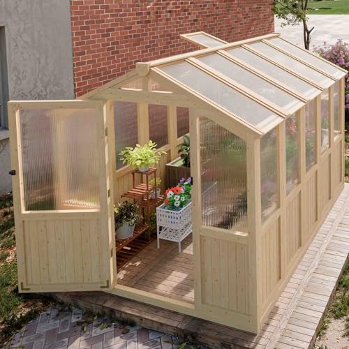 6x8 ft Outdoor Greenhouse with Shelves and Vents