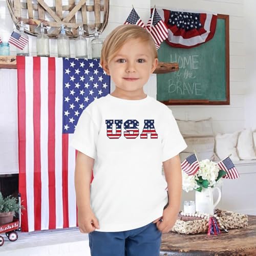 Image of 4th of July Shirts Toddler Boys Girls American Flag USA T-Shirt Kids Patriotic Tee Tops