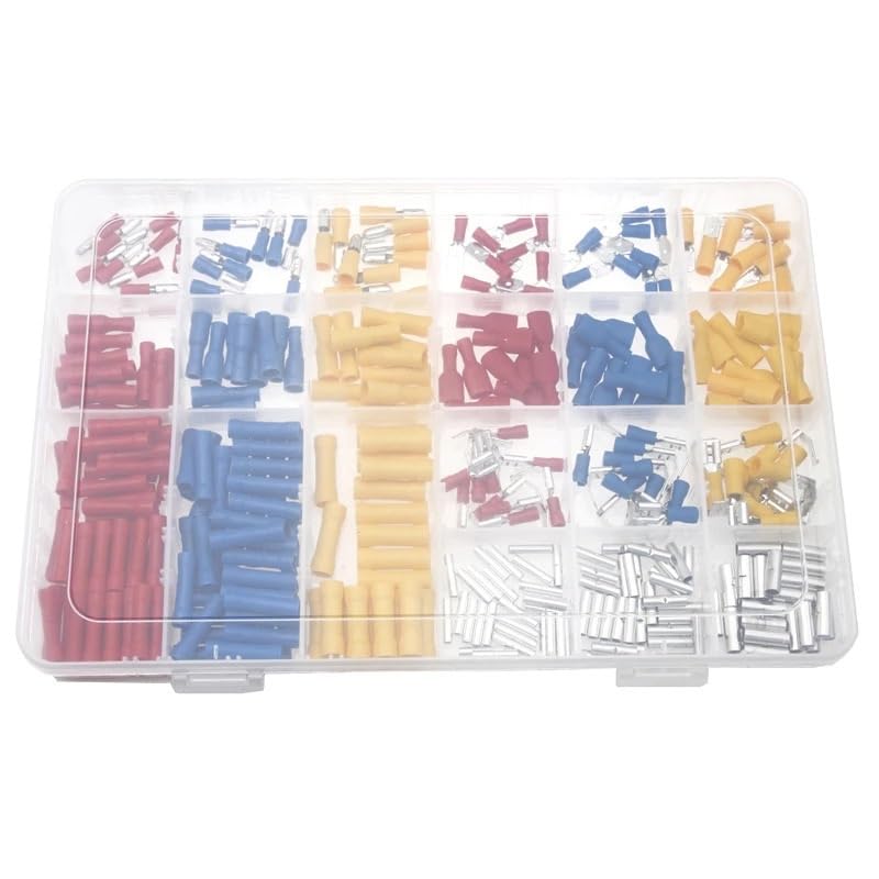 330PCS PVC/Bare Terminal Connector Assortment Set Insulated Electrical Wire Cable Spade Piggy Back Crimping Connectors VUQLDHAYZ