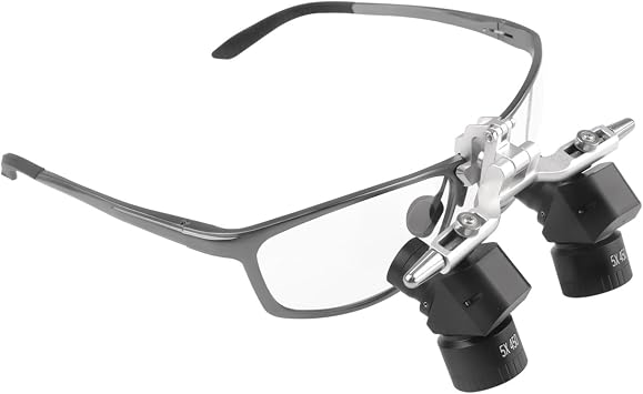 5 X Ergonomic Binocular Loupes,Wide View Bend Head Adjustable 48   Magnifying Glasses Magnifier 350-450mm Adjustable Working Distance