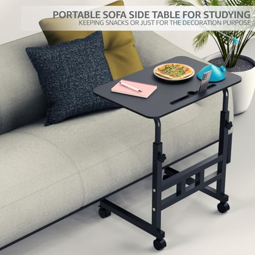 Image of ELV Direct Laptop Table, Height Adjustable Study Table, Portable Desk, Sofa Side Table for Sofa Couch Bed, with Docking for Tablet and Mobile and Storage Drawer, Ideal for Work from Home