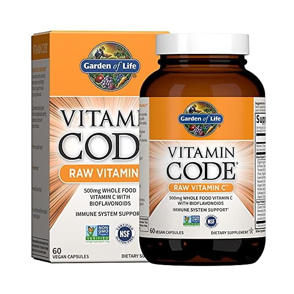 Garden-of-Life-Vitamin-Code-Raw-Vitamin-C-500mg-Whole-Food-Vitamin-C-with-Bioflavonoids-Fruits-Veggies-Probiotics-Gluten-Free-Vitamin-C-Supplements-for-Adults-120-Vegan-Capsules Garden Of Life, Raw Vitamin Code Vitamin C, 120 Veg Capsules