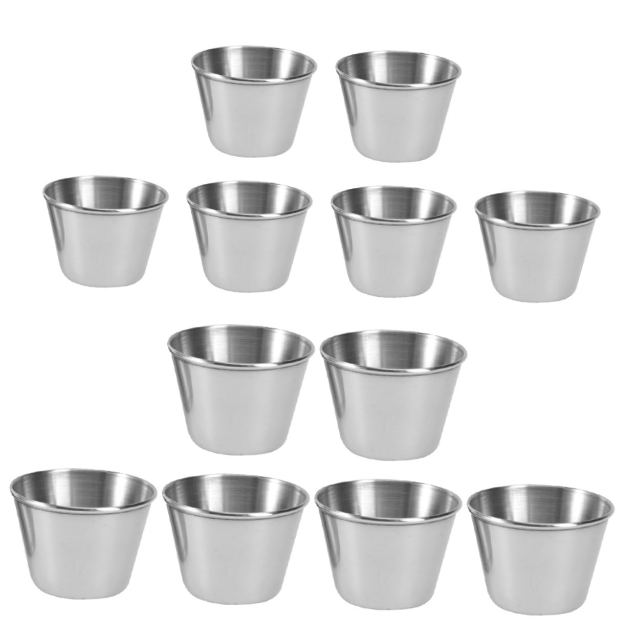 VOSAREA 2sets Stainless Steel Sauce Cup Practical Cups Serving Seasoning Cup Food Sauce Cups Multi-functional Cups Dipping Cup Measuring Cups Condiment Dish Reusable Condiment Cup 12pcs*2