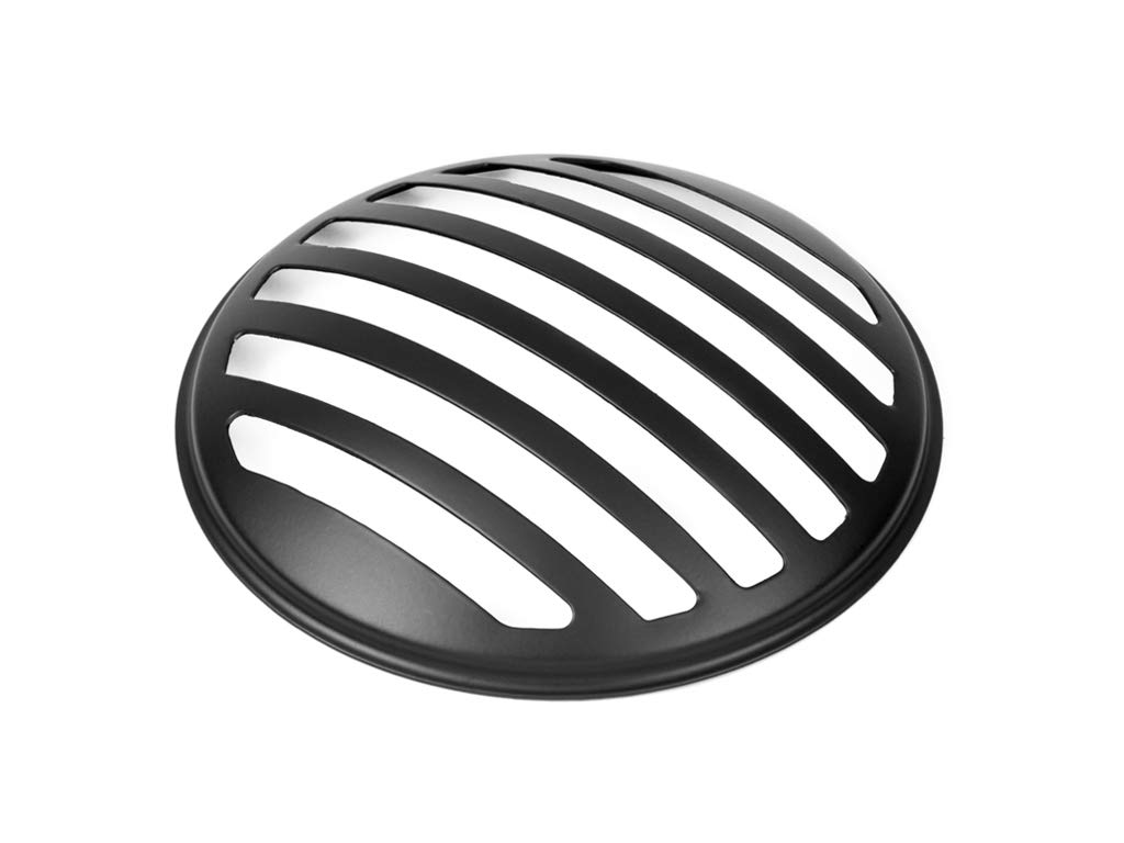 Alchemy Parts Faro delantero universal para motocicleta de 120 mm en NEGRO con lente amarilla para Chopper, Bobber, Cafe Racer, Scrambler Project, Custom Street Bike
