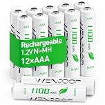 WENJOOP Rechargeable AAA Batteries 12 Pack, 1100mAh NiMH 1.2V, Up to 1200 Cycles, Low Self-Discharge Triple A Batteries for Remote Controls, Toys, Torches and Cordless Phones