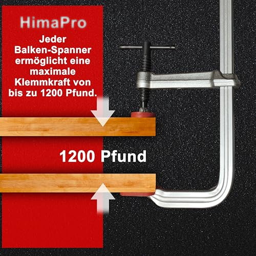HimaPro Schraubzwingen Set (4 Stück), 300 mm Spannweite, 120 mm Ausladung, 540 kg Spannkraft, aus Schmiedestahl, für Schweiß-, Holz- und Metallarbeiten