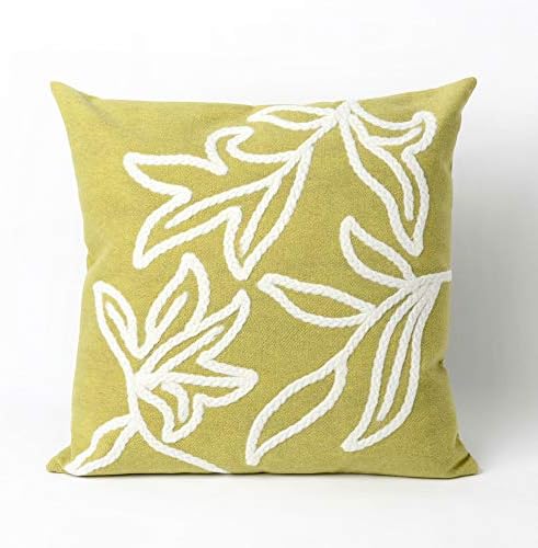 Liora Manne Mystic I Stitched Leaf Indoor/Outdoor pillow, Lime - 20" Square