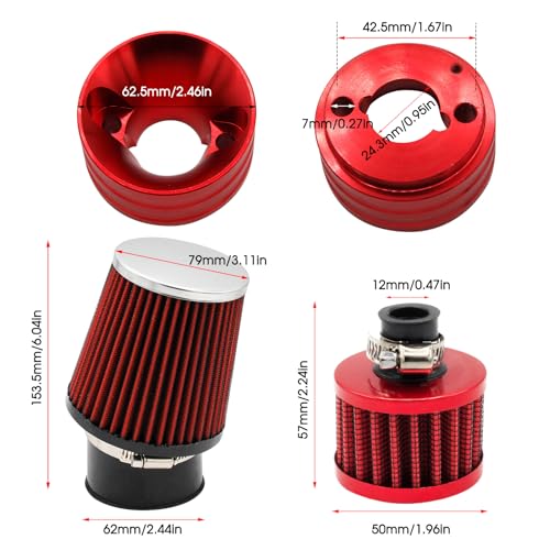 Image of Upgraded Mini Bike Air Filter Adapter Kit for Predator 212cc Coleman CT200U CT200U-EX BT200X KT196 224cc 196cc 6.5hp Honda GX160 GX200 Engine Go Kart Performance Parts