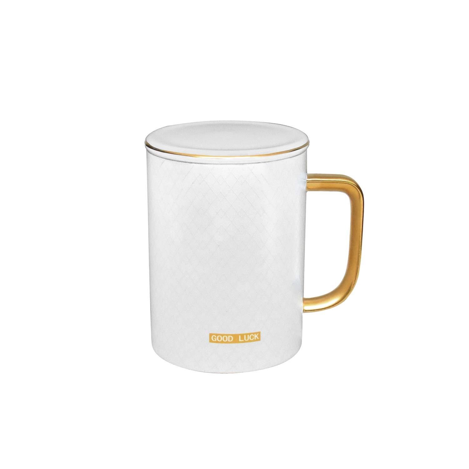 BAKOUSTAR Ceramic Coffee Mug Coffee Cup With gold handle Cute Cup Microwave & Dishwasher Safe - Decorative Cups (White) …