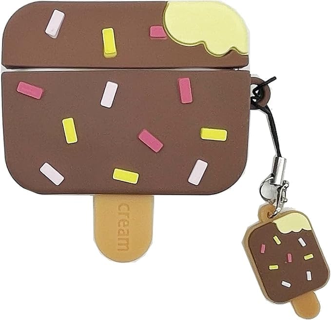 Image of Techmount Compatible with Airpods Pro GEN-2 (2022) Case Cover Silicone Cartoon Character 3D Cover Wtih 360 Protection Airpods Pro 2 Cover Case (NOT for Any Other AIRPODS) (ICE Cream Chocolate)