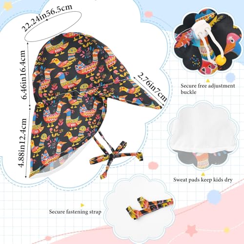 Toddler Boy Girl Sunhat Baby Boys Summer Hats Baby Girls' Sun Protection Large Brim Beach Essentials Doodle Duck Rich Color4