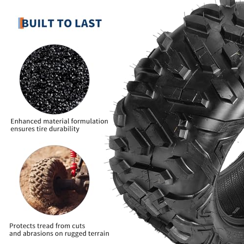 Image of GarveeTech ATV /UTV Tires, Set of 4-26x9-14 Front & 26x11-14 Rear All-Terrain Tires, 6-Ply Tubeless, for Off-Road, Mud, Dirt and Trails