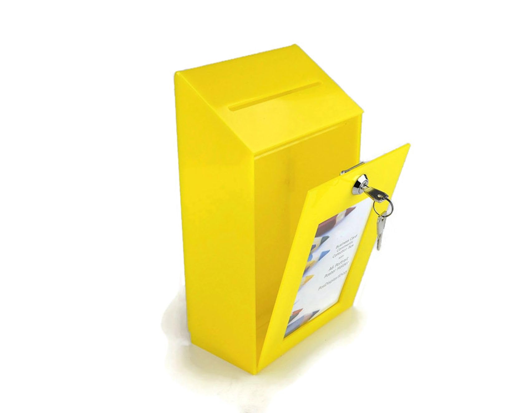 Pos Display Shop Small Lockable Yellow Acrylic Suggestion Ideas Comments Feedback Collection Box PDS9463A6 (Yellow) — image 1