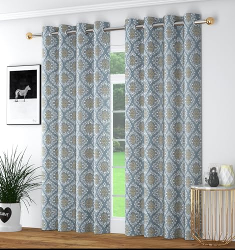 Image of Polyester Nexus Design Printed Room Darkening Window Curtains 6 Feet Set of 2 | Blackout Curtains for Bedroom Living Room Decor - Dark Grey