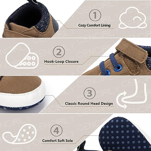 Image of CENCIRILY Baby Boys Girls High Top Sneakers Soft Soles Anti Skid Infant Ankle Shoes Toddler Prewalker First Walking Crib Shoes
