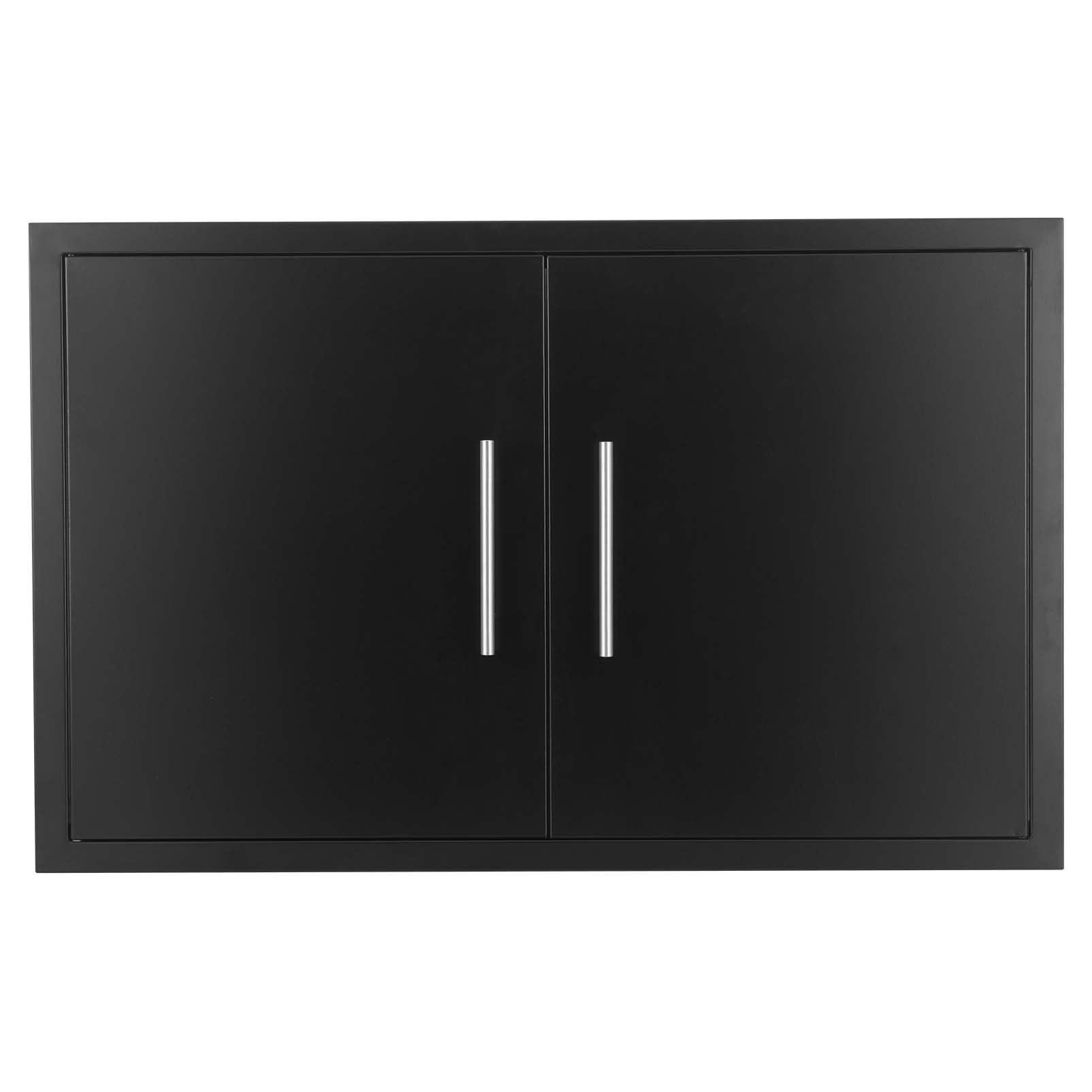 JIE JIN Outdoor Kitchen Doors 35" W X 24" H Double Doors 1.2mm Thickness Stainless Steel BBQ Access Door BBQ Island Doors Outdoor Kitchen Accessories Door for Outdoor Kitchen BBQ Island (Black)