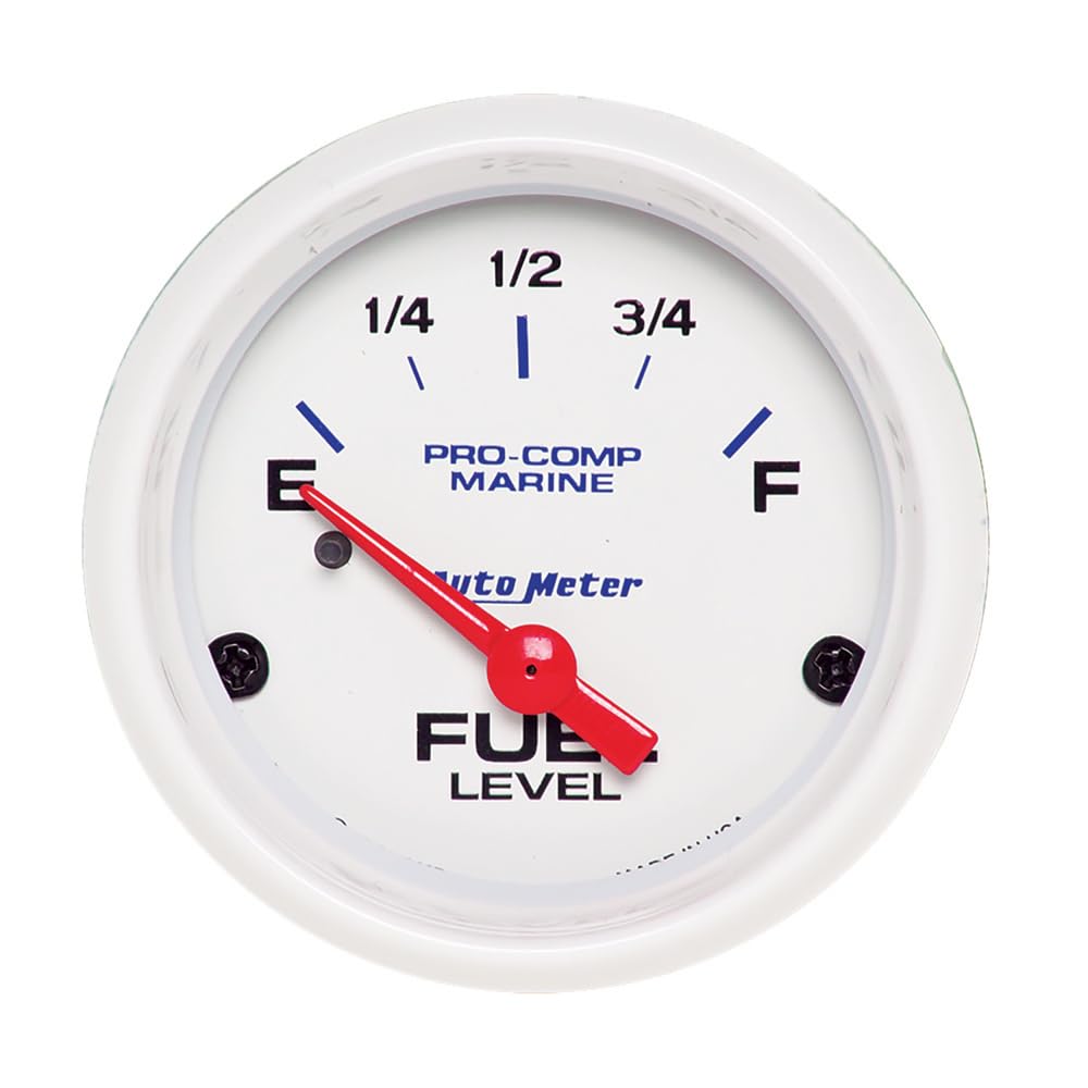Autometer Fuel Level Gauge, Air Core Marine, 240-33 ohm, Electric, Analog, Short Sweep, 2-1/16 in Diameter, White Face, Each