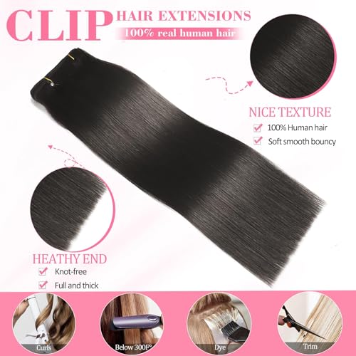 Image of Clip in Hair Extensions Real Human Hair, Human hair Clip ins Extensions